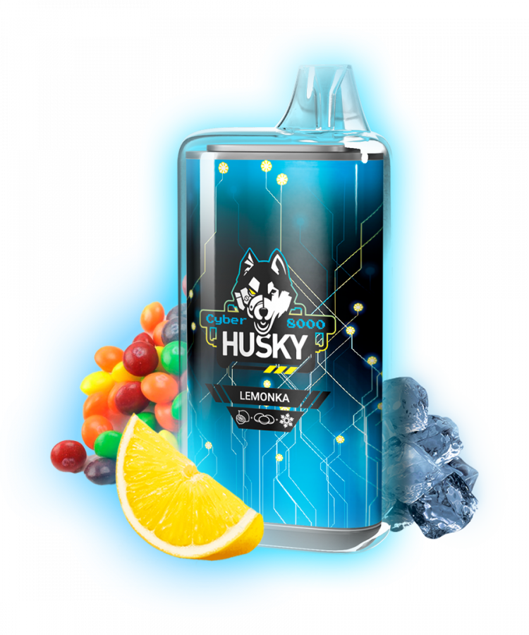 Одноразовая электронная сигарета Husky CYBER (8000) - LEMONKA (Скитлз, Лимон, Лед)